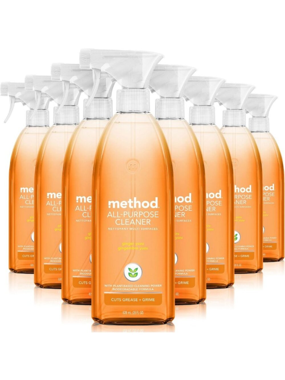 All-Purpose Cleaner Spray, Ginger Yuzu Scent, 28 fl oz, Eco-Friendly, 8 Pack